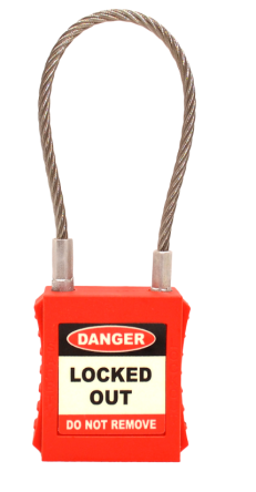 ASEC Safety Lockout Tagout Padlock with Wire Shackle