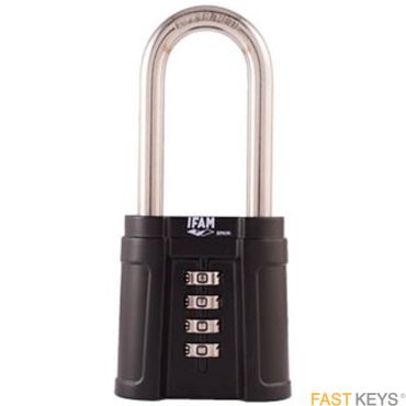 Black Force High Security Combination Padlock - Open Long Shackle 