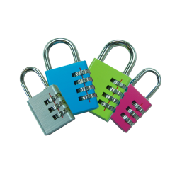 Asec Coloured Aluminium Open Shackle Combination Padlock
