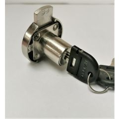 Hafele Round Drawer Lock
Hafele Round Drawer Lock is supplied under the symo MK3 Master Key Series in a Bright Nickel Finish. It has is suitable for use on drawers up to 22mm thick, is supplied with 2 keys and has a 8m bolt throw.