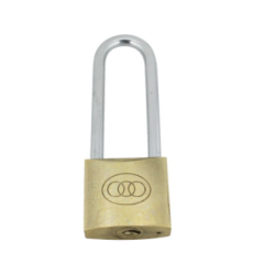 Tri-Circle Brass Long Shackle Padlock