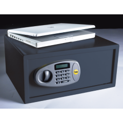 The Yale Y-LTS0000 is a budget laptop safe for home use. It is operated by an programmable digital keypad with LCD display and includes 2 manual override keys.